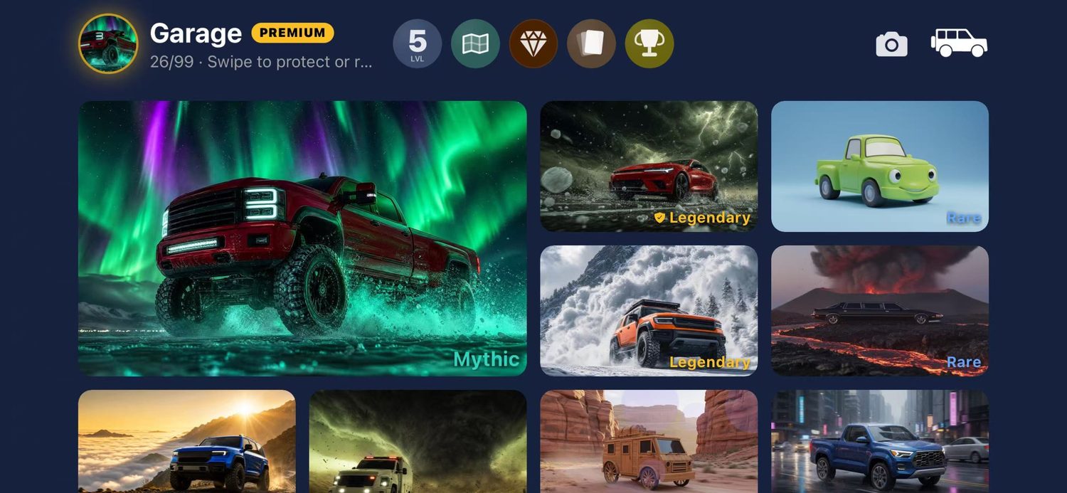 Garage graded by rarity