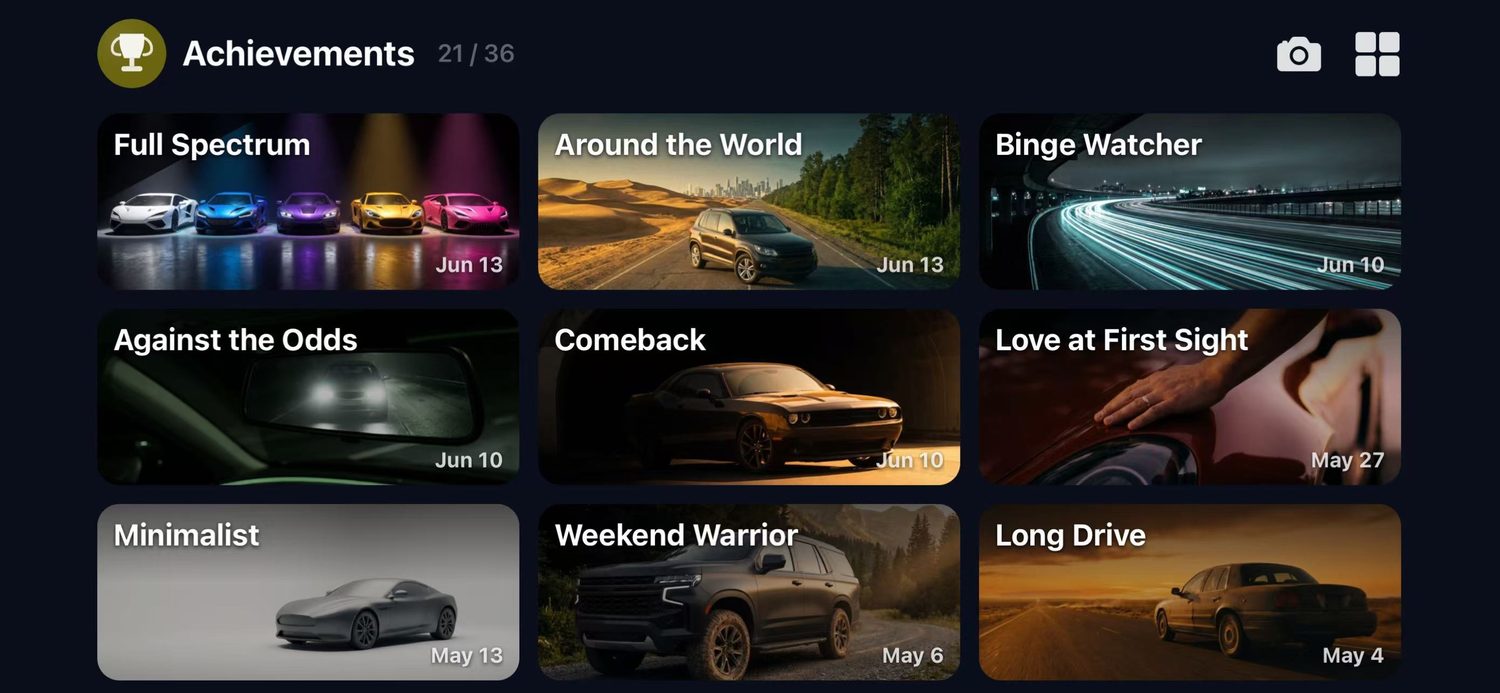 Achievements screen